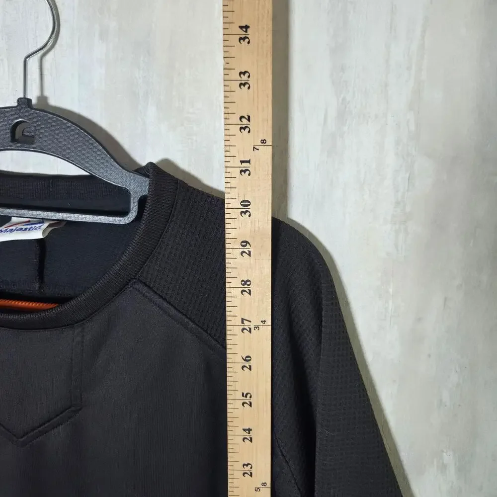 Majestic Sweatshirt Mens 2XL Black Therma Base Thermal Knit Pullover Crew Neck